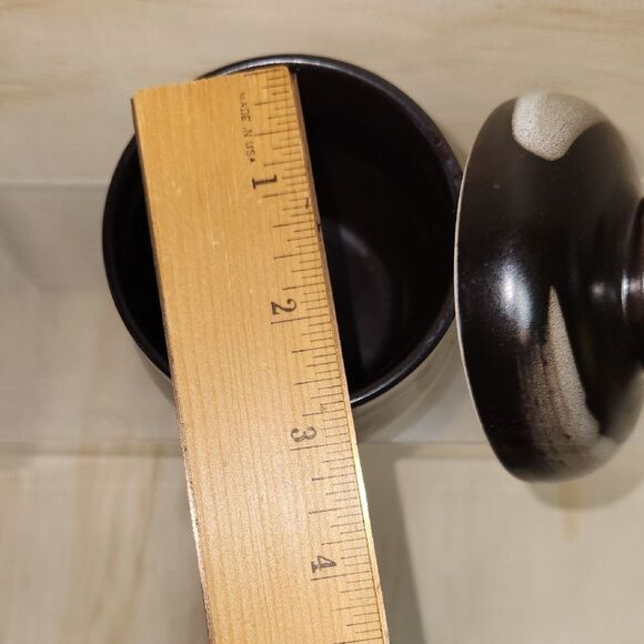 Japanese Brown Tan Ceramic Tea Soup Cup with Lid 4" Tall - Picture 7 of 10